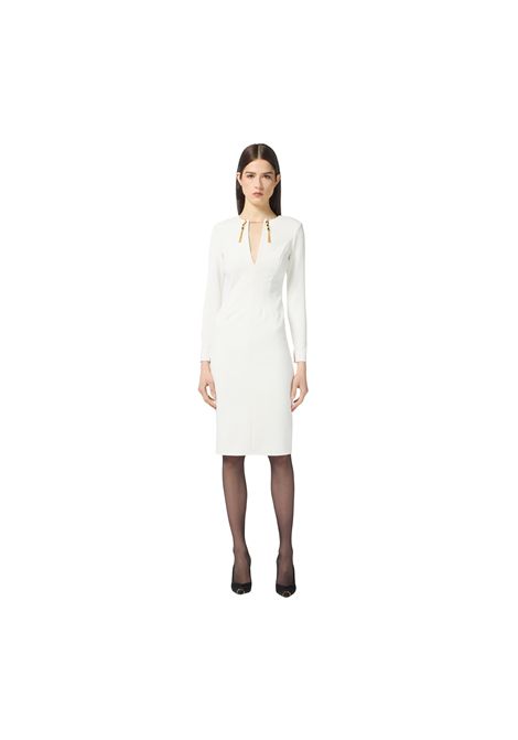 Abito Elisabetta Franchi donna AB80557E2360 Avorio con catena gioiello ELISABETTA FRANCHI | Abiti | AB80557E2360